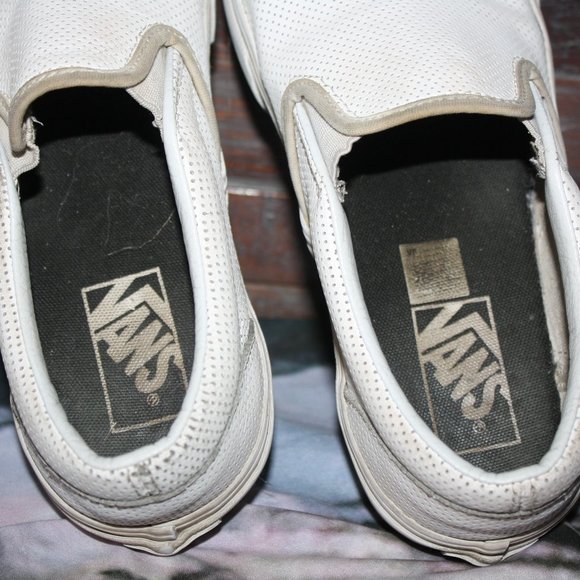 Slip On White Leather VANS  🌵 7.5 Women - Picture 10 of 14